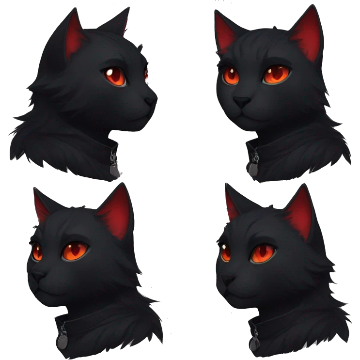 Anthro Edgy Cool Beautiful Black Cat-Fursona with Emo Hair-bangs with Red Streaks emoji