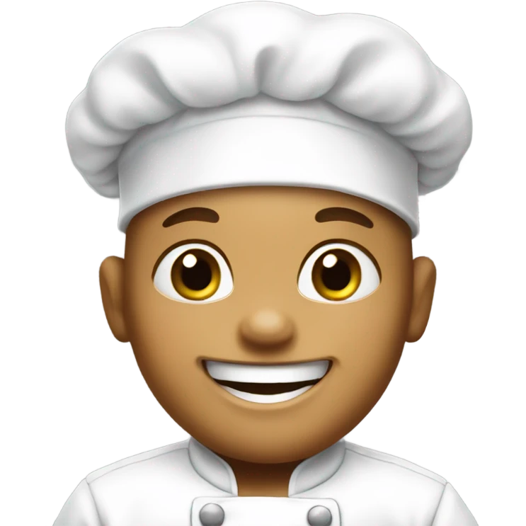 a white baby chef with big smile emoji