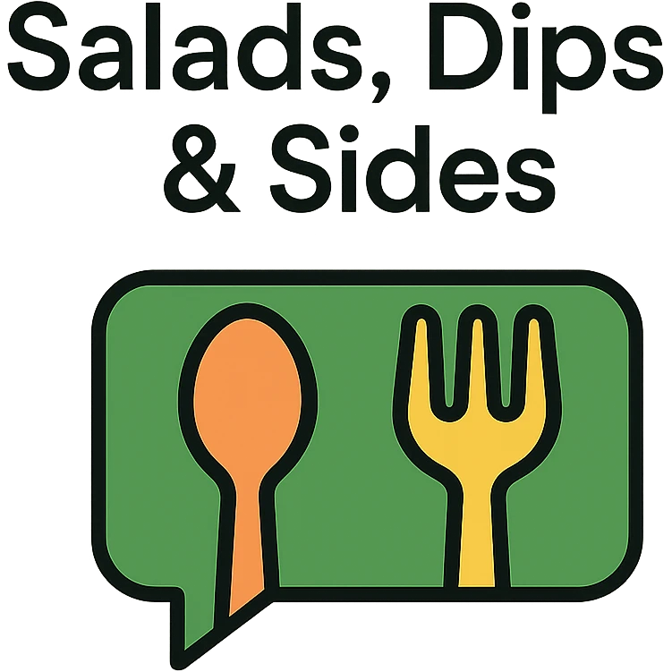 Add the title 'Salads, Dips & Sides' in a clean, modern font above the green modern clean food-inspired logo on the cookbook background. Keep the text readable and harmonious with the design. emoji
