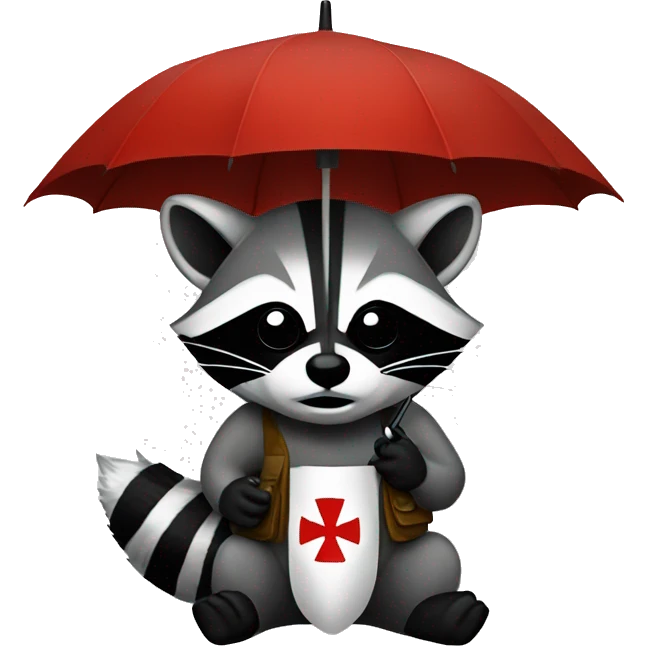 Raccoon with umbrella corporation logo emoji