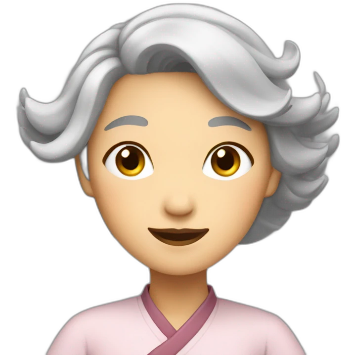 Chinese lady with gray hair doing yuga move emoji