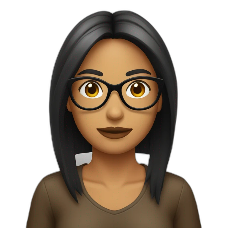 Chica pelo corto liso negro y marrón con gafas emoji
