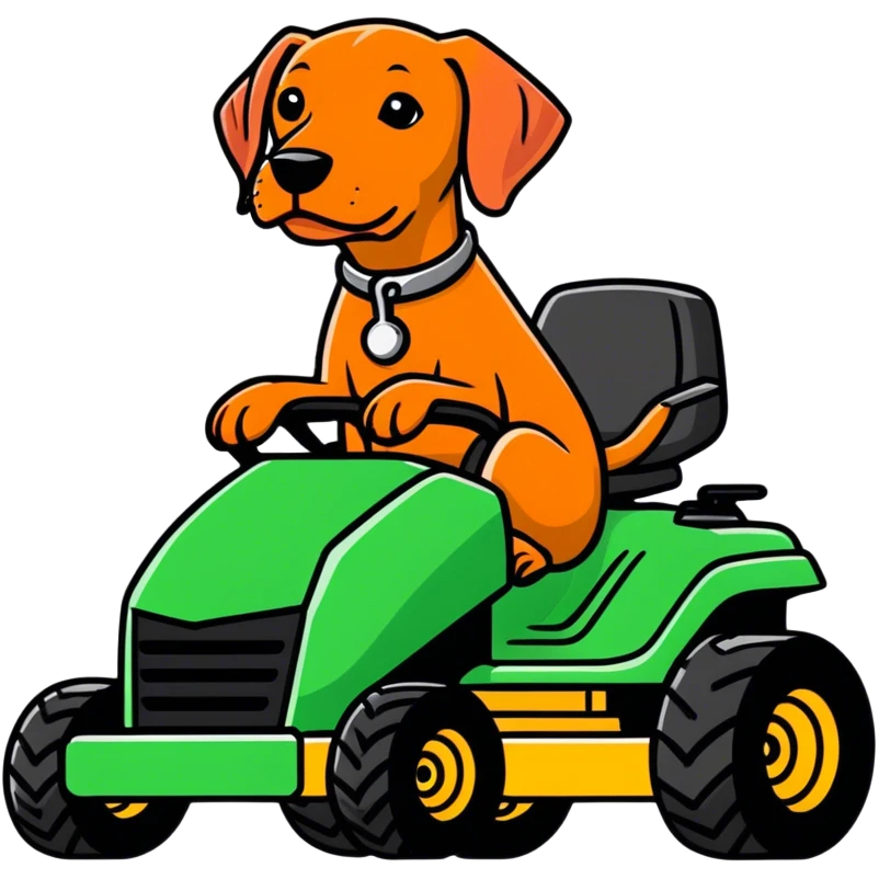 Vizsla on zero turn mower emoji