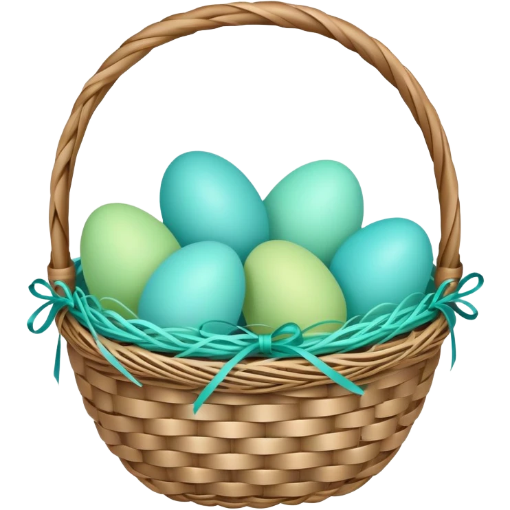 Easter basket with light green and turquoise eggs emoji