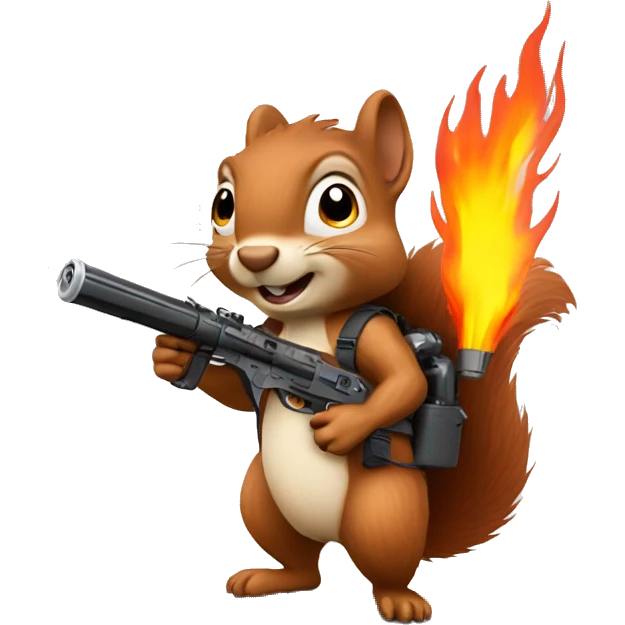 Squirrel with flamethrower emoji
