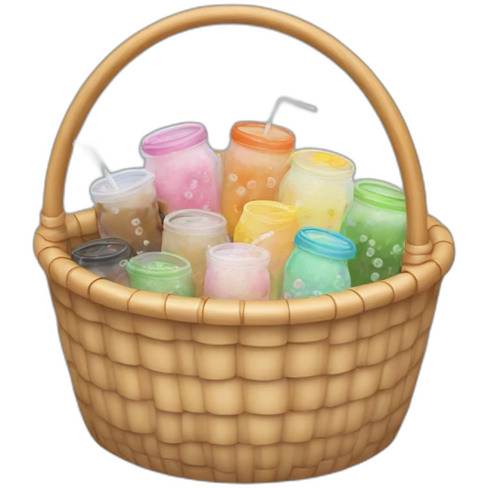 Basket of bubble teas emoji