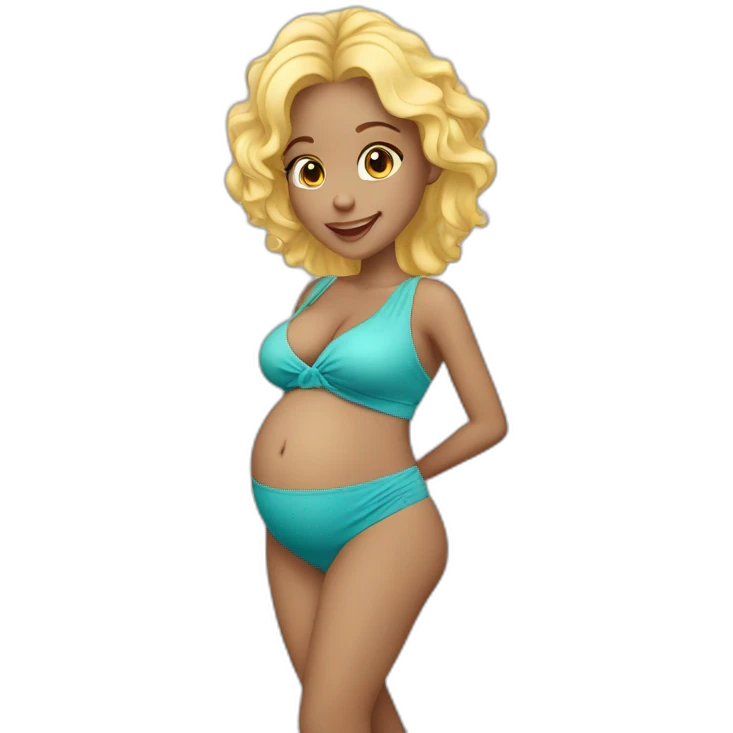 adorable pregnant blond full body women with beach-wave-hair emoji