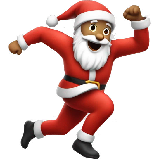santa sprinting, with a large stride and arms outstretched emoji