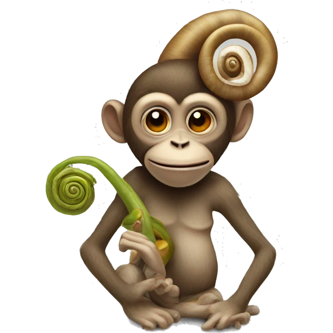The head of a monkey attached to a snail emoji