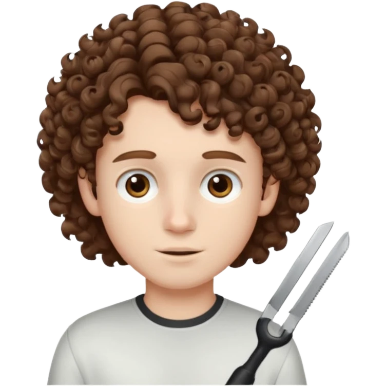 boy,  brown hair, curly hair, brown eyes, pale skin, , hair edger  emoji