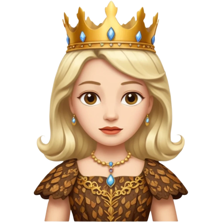 Queen wearing a bark-patterned dress emoji