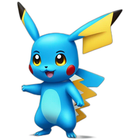 Blue colored pikachu full body emoji