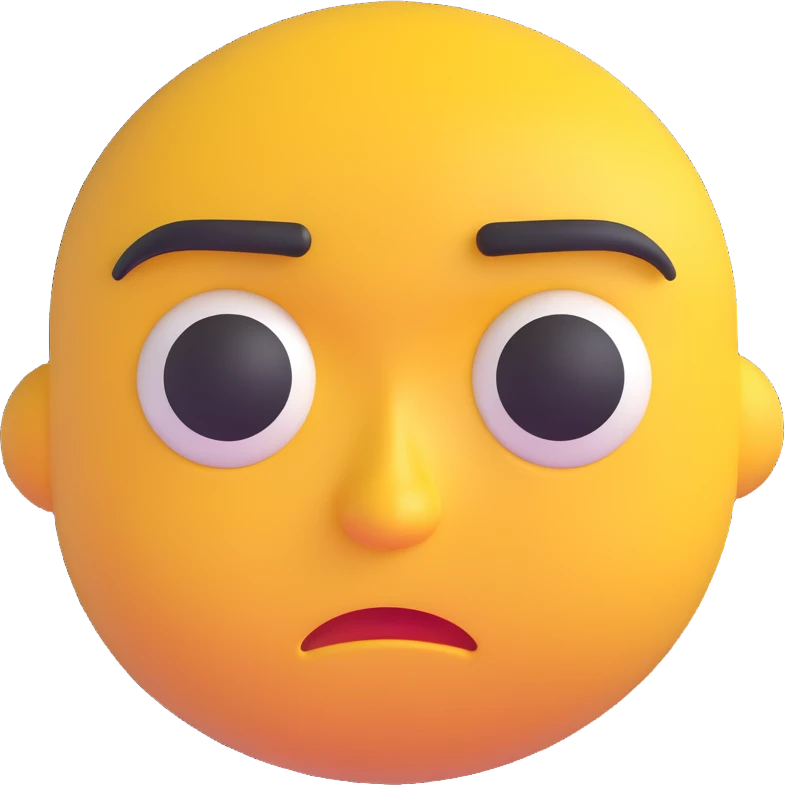 3D emoji of a frowning face with downturned eyes emoji
