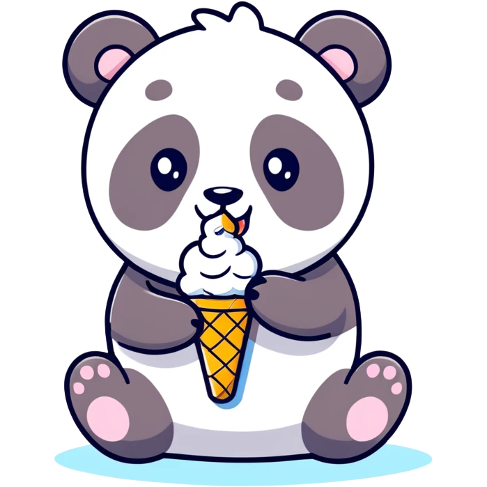 Panda eating ice cream emoji