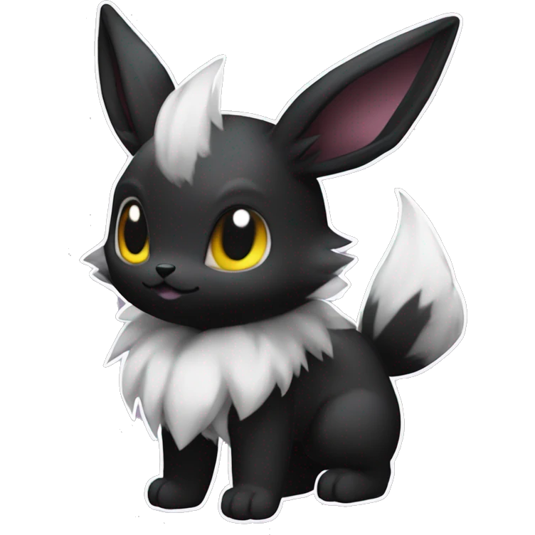 Dark Black Cute Punk Kawaii Eeveelution-Cute-Pokémon-fusion full body emoji