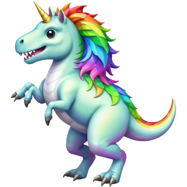 Unicorn riding a T. rex emoji
