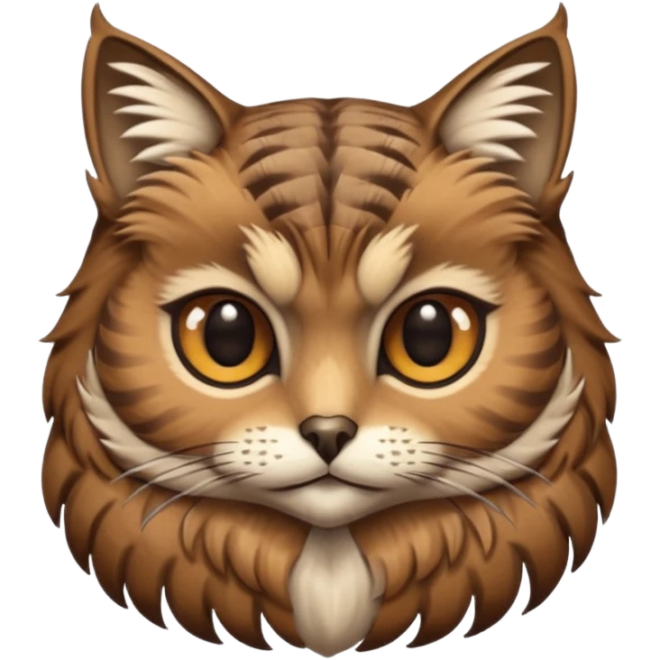 A animal with a Owl body brown tabby cat head and tail emoji