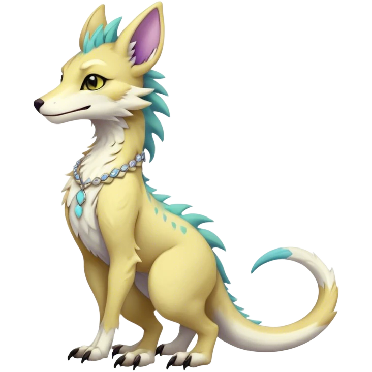 Feral Rare Fantasy cute pastel Vernid-Sergal-animal-creature-hybrid by LiLaiRa, markings, tufted ears, full body emoji