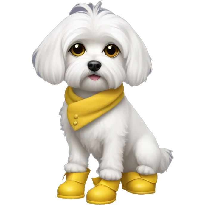 maltese dog with yellow boots for ra emoji