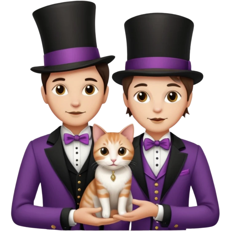 magician couple and their pet cat emoji
