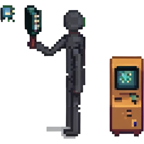 Stick figure throwing a tiny computer emoji