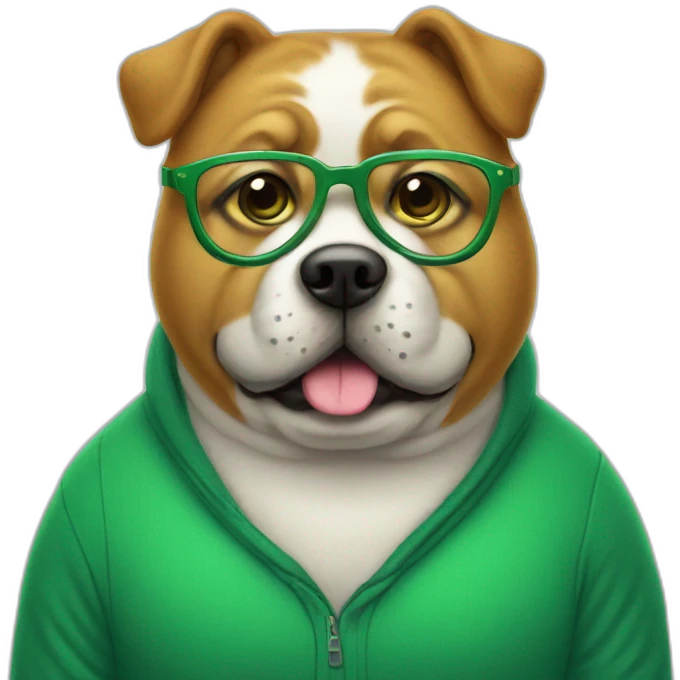 Green Fat dog with glasses emoji