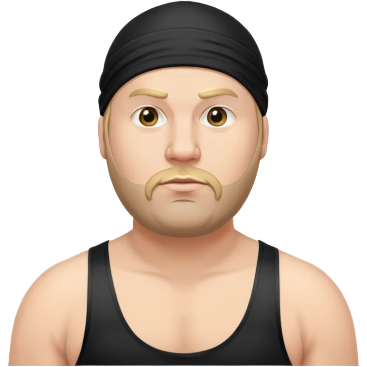 White skin fat guy with black durag, light stubble beard of a few days in wrestling singlet emoji