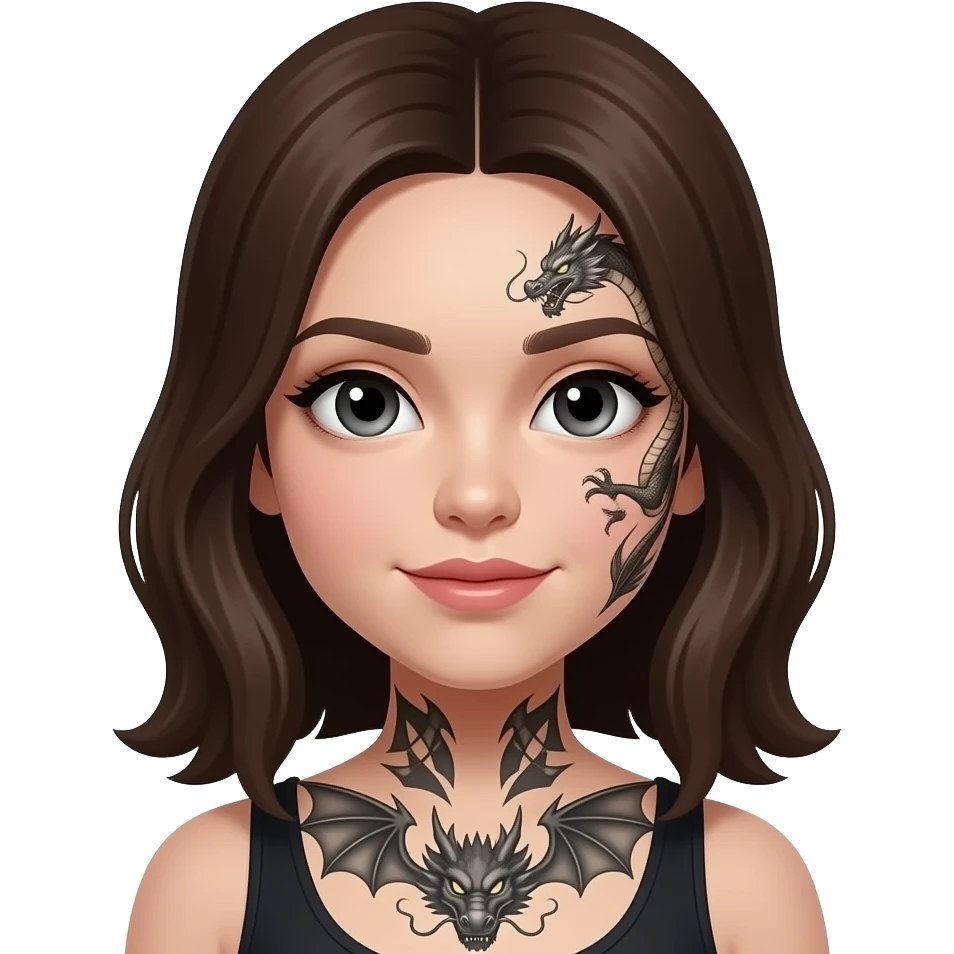 girl with dragon  tattoo face emoji