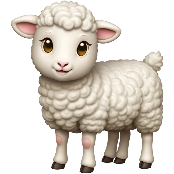 cinematic-[lamb]-realistic-full-body-standing-emoji,-tail-flicking-lazily,-head-tilted-dramatically,-curly-[white]-fur,-simplified-yet-realistic-focused-features,-highly-detailed,-glowing-with-an-almost-sarcastic-glow emoji
