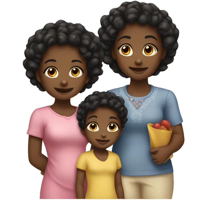 black family 2 girls toddlers emoji