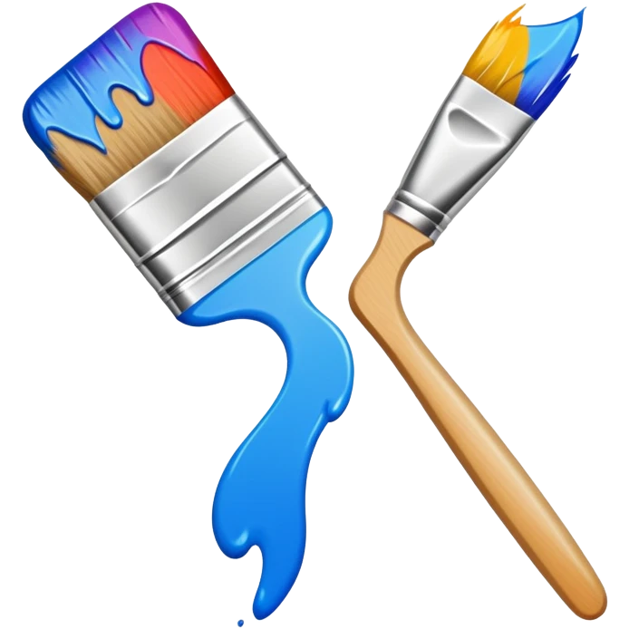 A flat-style illustration of a paintbrush with a colorful stroke trailing behind it. emoji