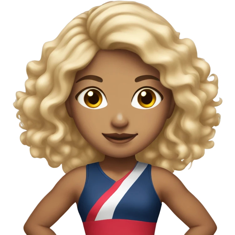 Beautiful mixed race girl with blonde hair in cheerleaders costume emoji