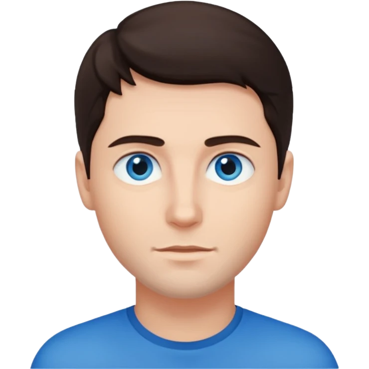 homme yeux bleu azur cheveux brun foncé emoji