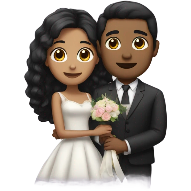 married, a couple with black hair emoji