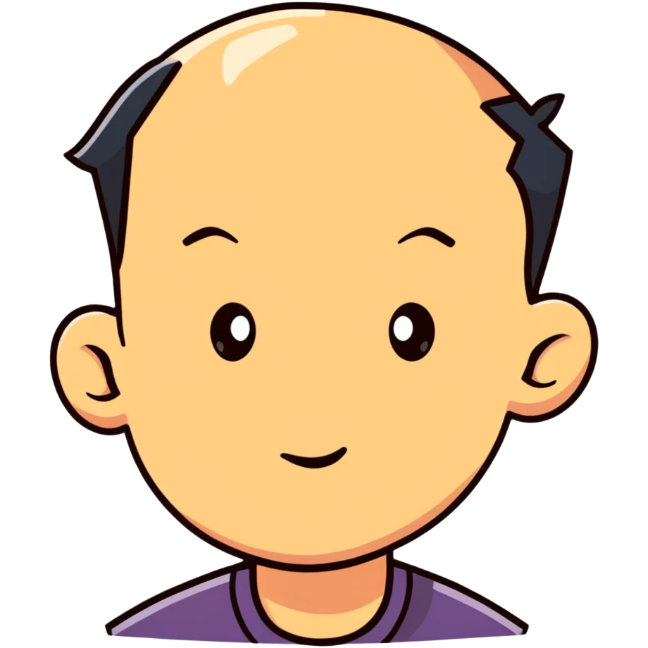 Guy with oversized forehead, comedic character, cartoonish male emoji