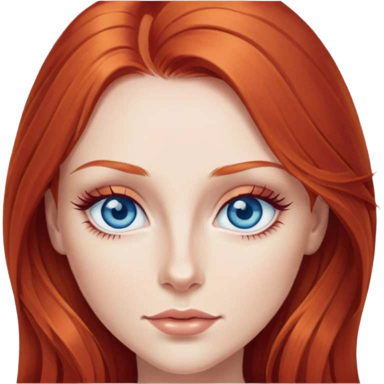 Woman long red hair blue eyes long eyelashes emoji