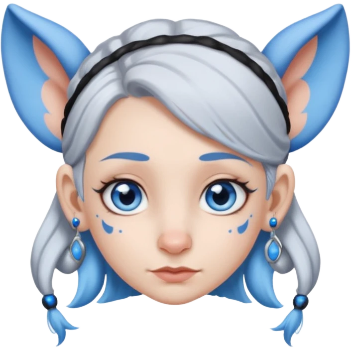 white-gray haired heavy blue tattooed head accessory big nose big ear young girl emoji