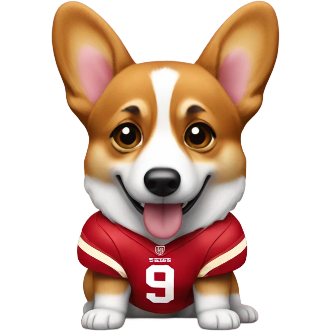 Corgi wearing a 49ers jersey emoji