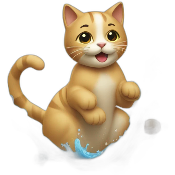 Un chat qui vois de l'eau emoji