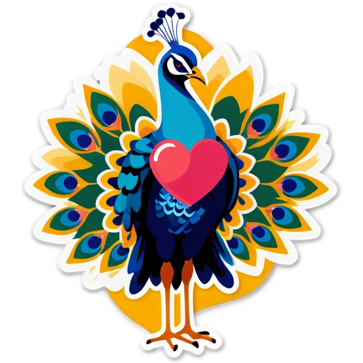 Peacock with heart emoji