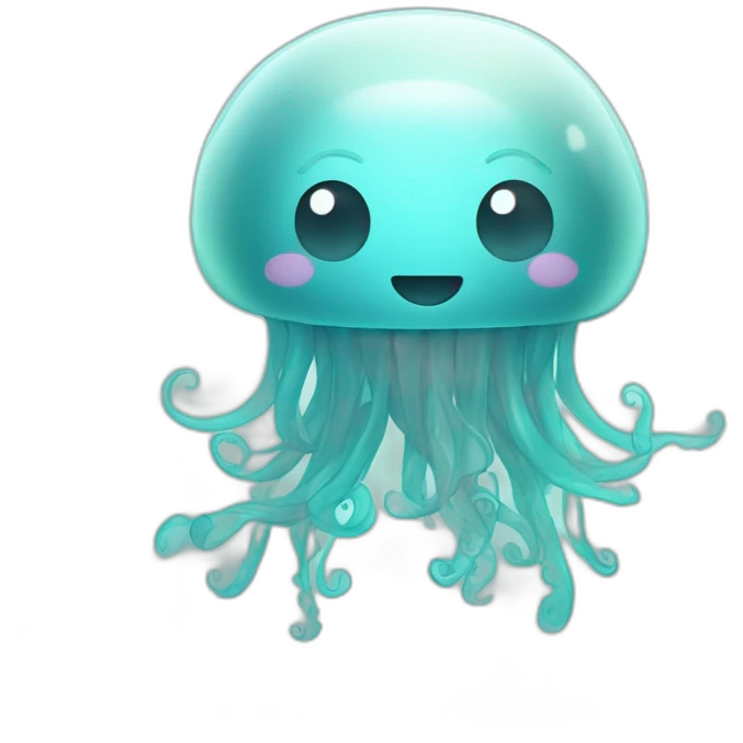 Happy light blue jellyfish with tentacles emoji