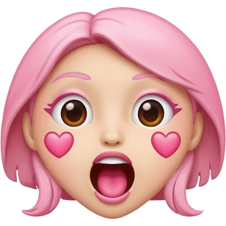 heart eyes emoji with pink hearts, open mouth emoji