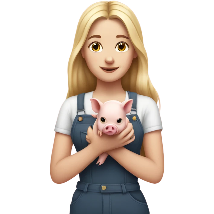 White girl Holding a very tiny pig emoji