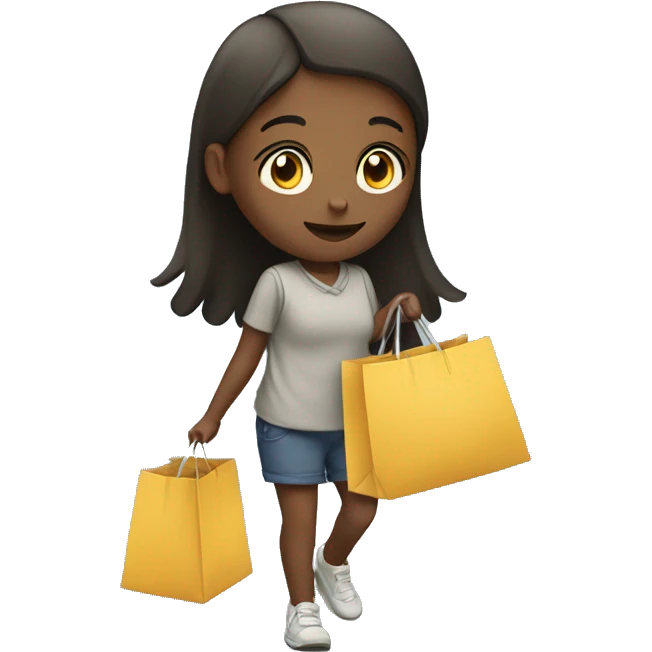 A girl walking the streets with a bags of shopping  emoji