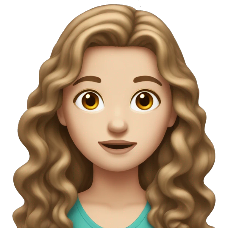 White girl with long brown wavy hair  emoji