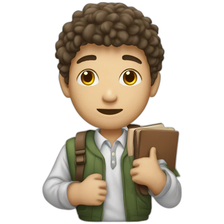 Create a student holding a Derry emoji