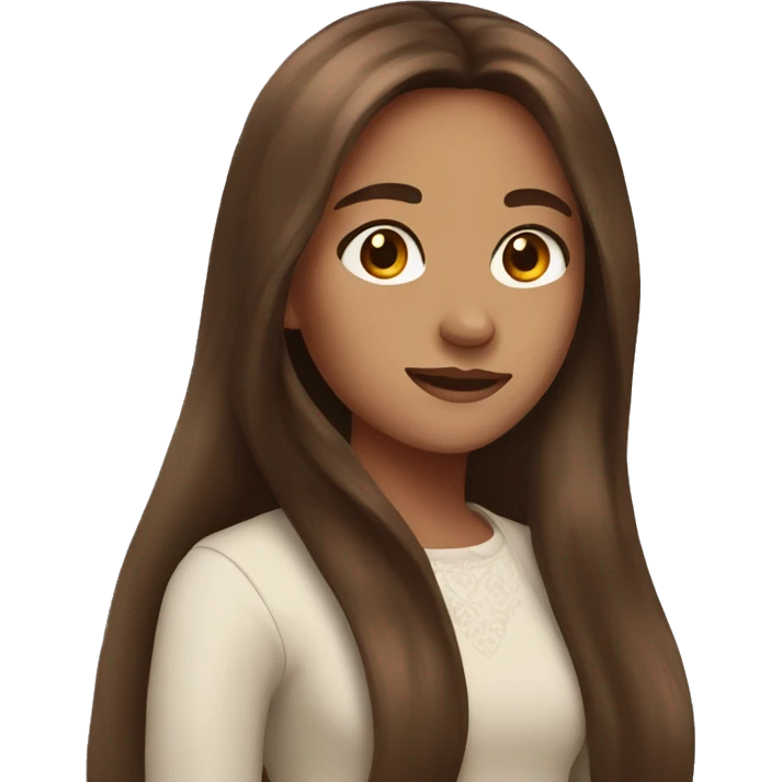 Girl with long brown hair and brown eyws emoji