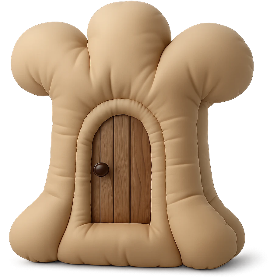 wooden door embedded in a tree, secret forest hideout vibe, cushion style emoji