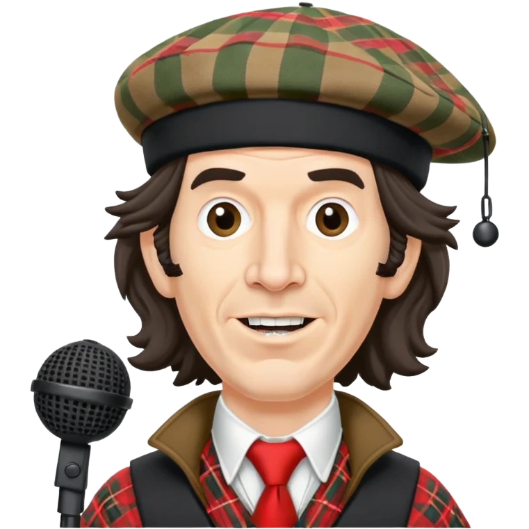 Nardwuar with his iconic tam o' shanter hat and microphone emoji