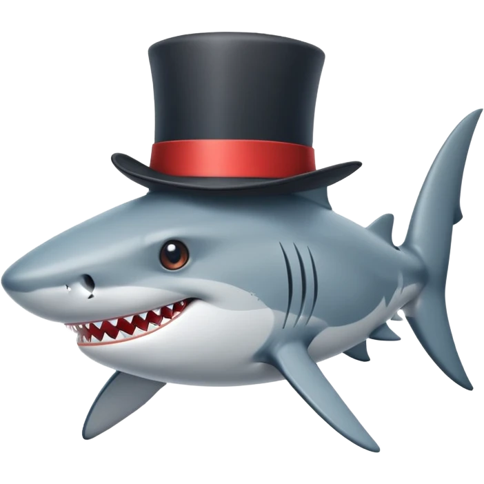 Shark with a top hat emoji